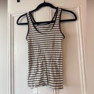 Brandy Melville Black and Cream Striped Tank Top